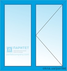 Двустворчатое глухое - правое поворотное окно 